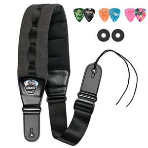 lekato bass guitar strap for heavy bass and guitars with 3.5” wide bass guitar strap padded thickened foam bass strap adjustable length from 45" to 55" bass guitar straps with 2 strap locks & 6 picks