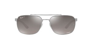 ray-ban rb3701 liteforce rectangular sunglasses, gunmetal/grey mirrored polarized, 59 mm