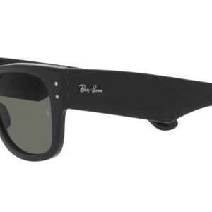 Ray-Ban RB0840SF Mega Wayfarer Low Bridge Fit Square Sunglasses, Black/Green Polarized, 52 mm