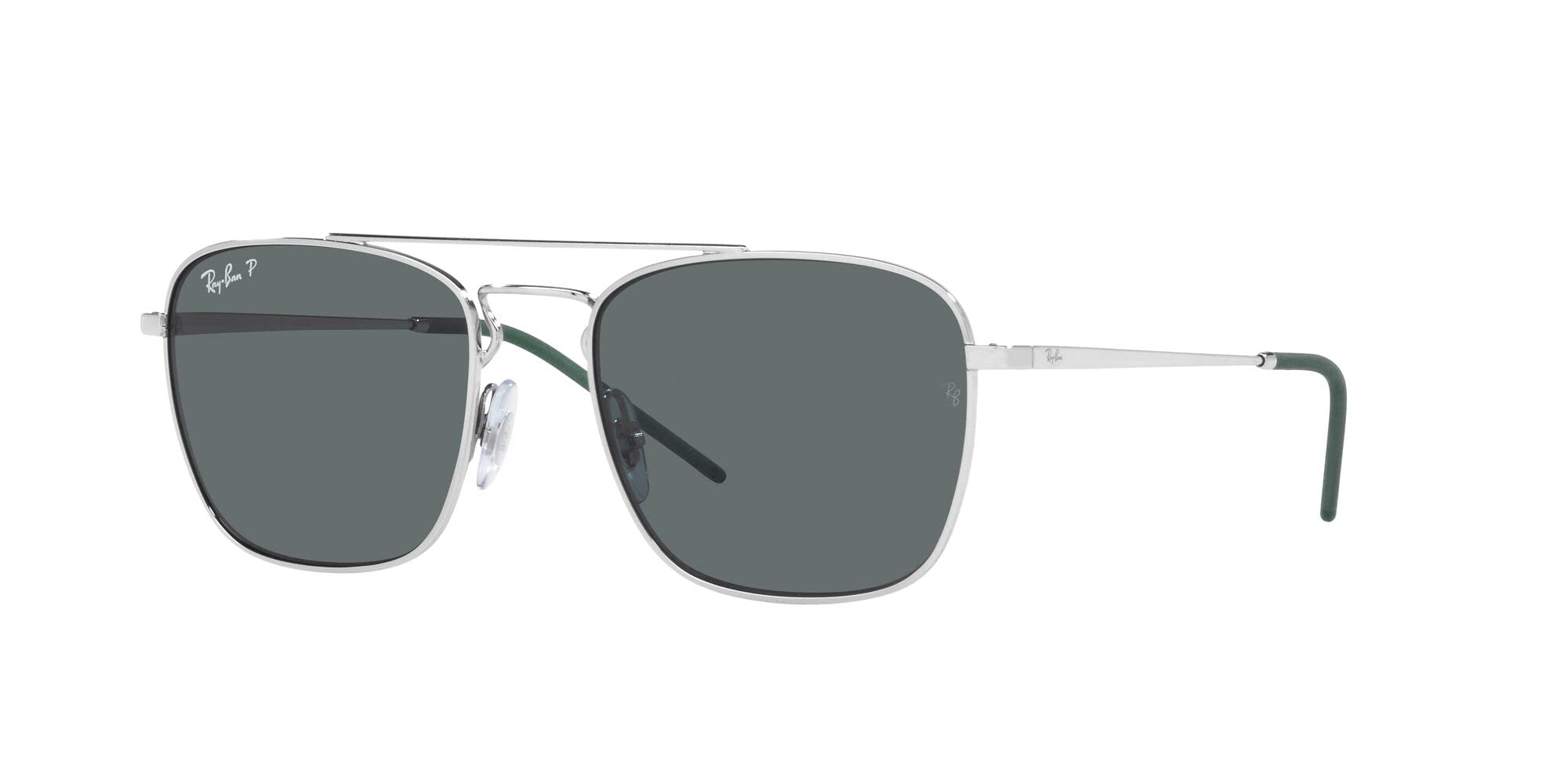 Ray-Ban RB3588 Square Sunglasses, Silver/Dark Grey Polarized, 55 mm