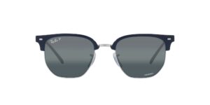 ray-ban rb4416 new clubmaster square sunglasses, blue on silver/blue mirrored polarized, 51 mm