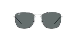 ray-ban rb3588 square sunglasses, silver/dark grey polarized, 55 mm