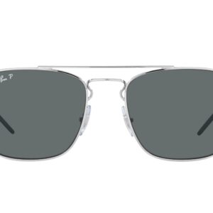 Ray-Ban RB3588 Square Sunglasses, Silver/Dark Grey Polarized, 55 mm