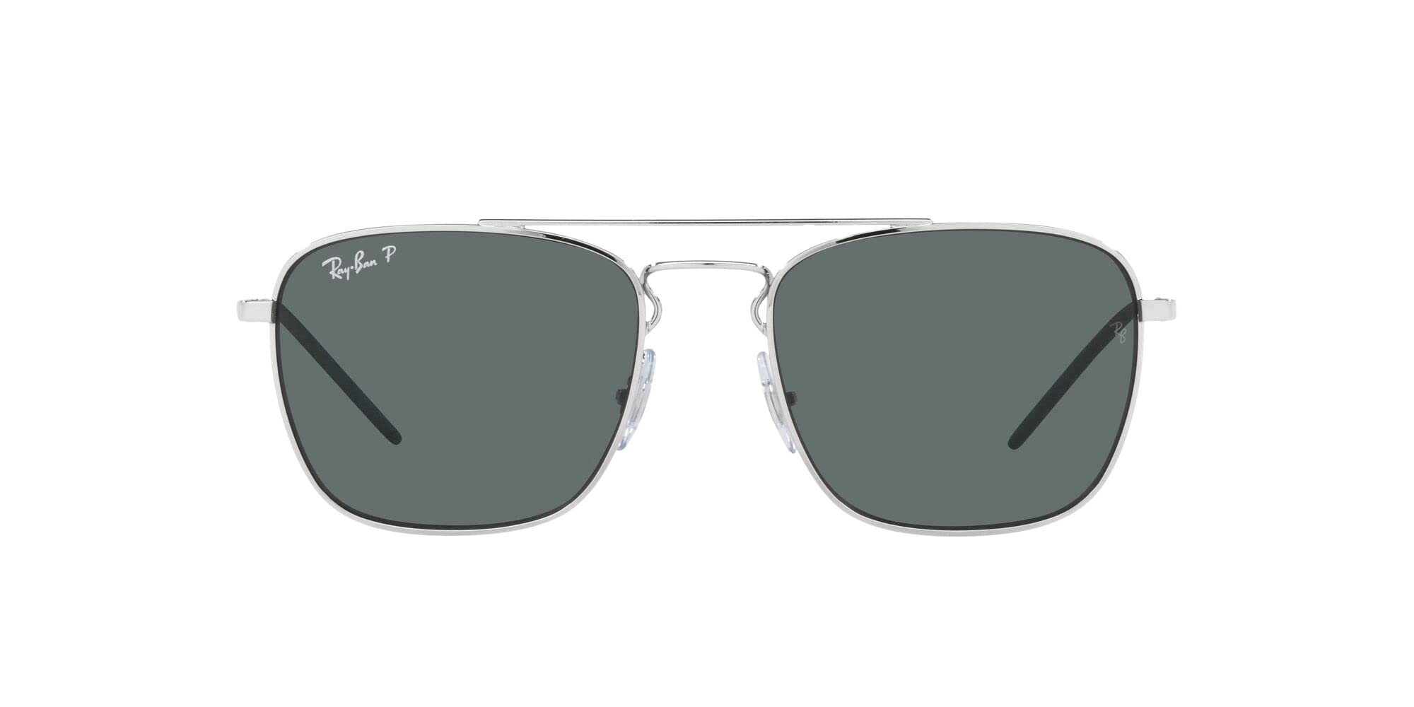 Ray-Ban RB3588 Square Sunglasses, Silver/Dark Grey Polarized, 55 mm