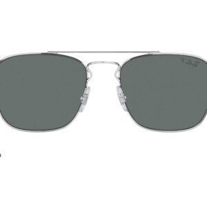 Ray-Ban RB3588 Square Sunglasses, Silver/Dark Grey Polarized, 55 mm