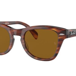 Ray-Ban RB0707S Square Sunglasses, Striped Havana/Brown, 50 mm