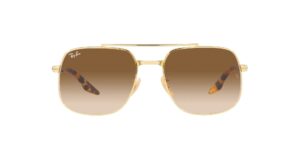 ray-ban rb3699 square sunglasses, gold/clear brown gradient, 56 mm