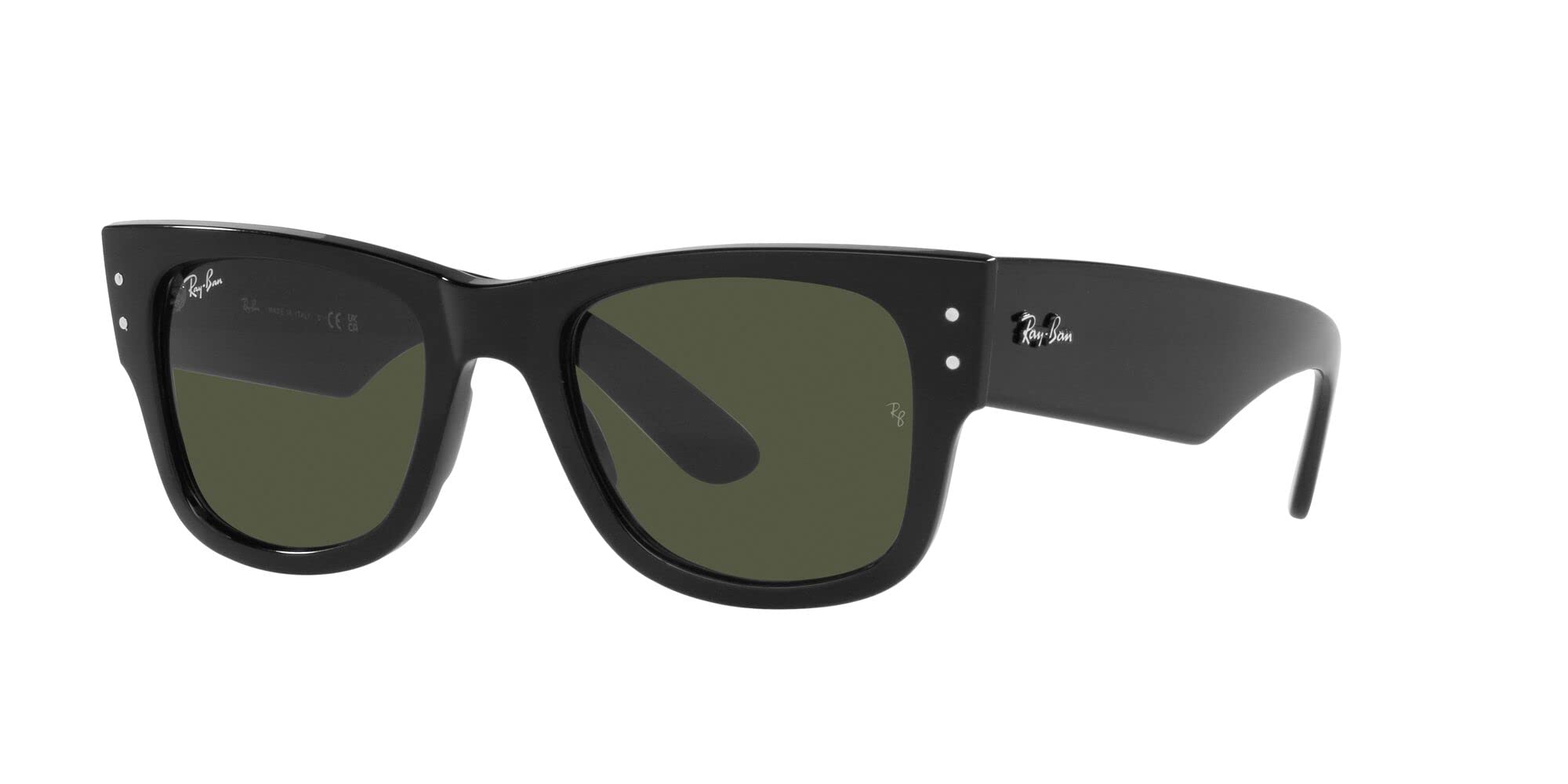 Ray-Ban RB0840S Mega Wayfarer Square Sunglasses, Black/Green, 51 mm