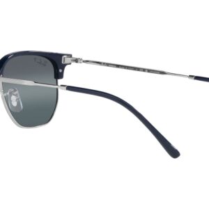 Ray-Ban RB4416 New Clubmaster Square Sunglasses, Blue on Silver/Blue Mirrored Polarized, 51 mm