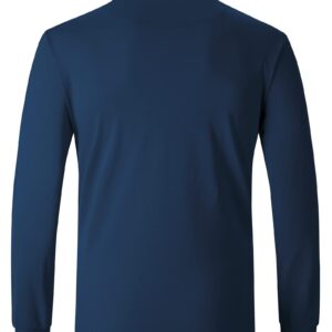 SWISSWELL Long Sleeve Polo Men Moisture Wicking Golf Shirts Slim Fit Polyester Collar Shirts Navy XL