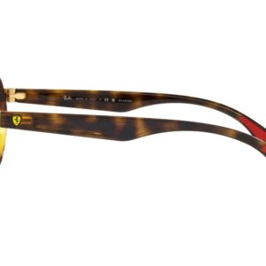 Ray-Ban RB3703M Scuderia Ferrari Collection Round Sunglasses, Gold/Brown Mirrored Grey Polarized, 51 mm