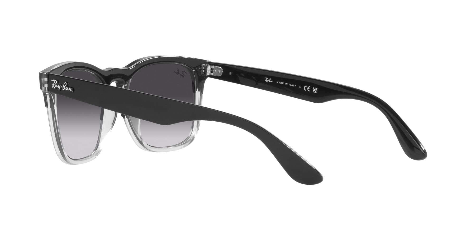 Ray-Ban RB4487 Steve Square Sunglasses, Black on Transparent/Grey Gradient Blue, 54 mm