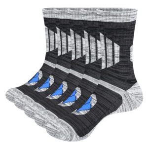 YUEDGE Mens Work Boot Socks Moisture Wicking Men's Socks Cushioned Tall Athletic Socks Thick Casual Cotton Socks for Men Size 10-13, Black, 5 Pairs