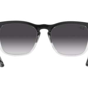 Ray-Ban RB4487 Steve Square Sunglasses, Black on Transparent/Grey Gradient Blue, 54 mm