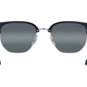 Ray-Ban RB4416 New Clubmaster Square Sunglasses, Blue on Silver/Blue Mirrored Polarized, 51 mm