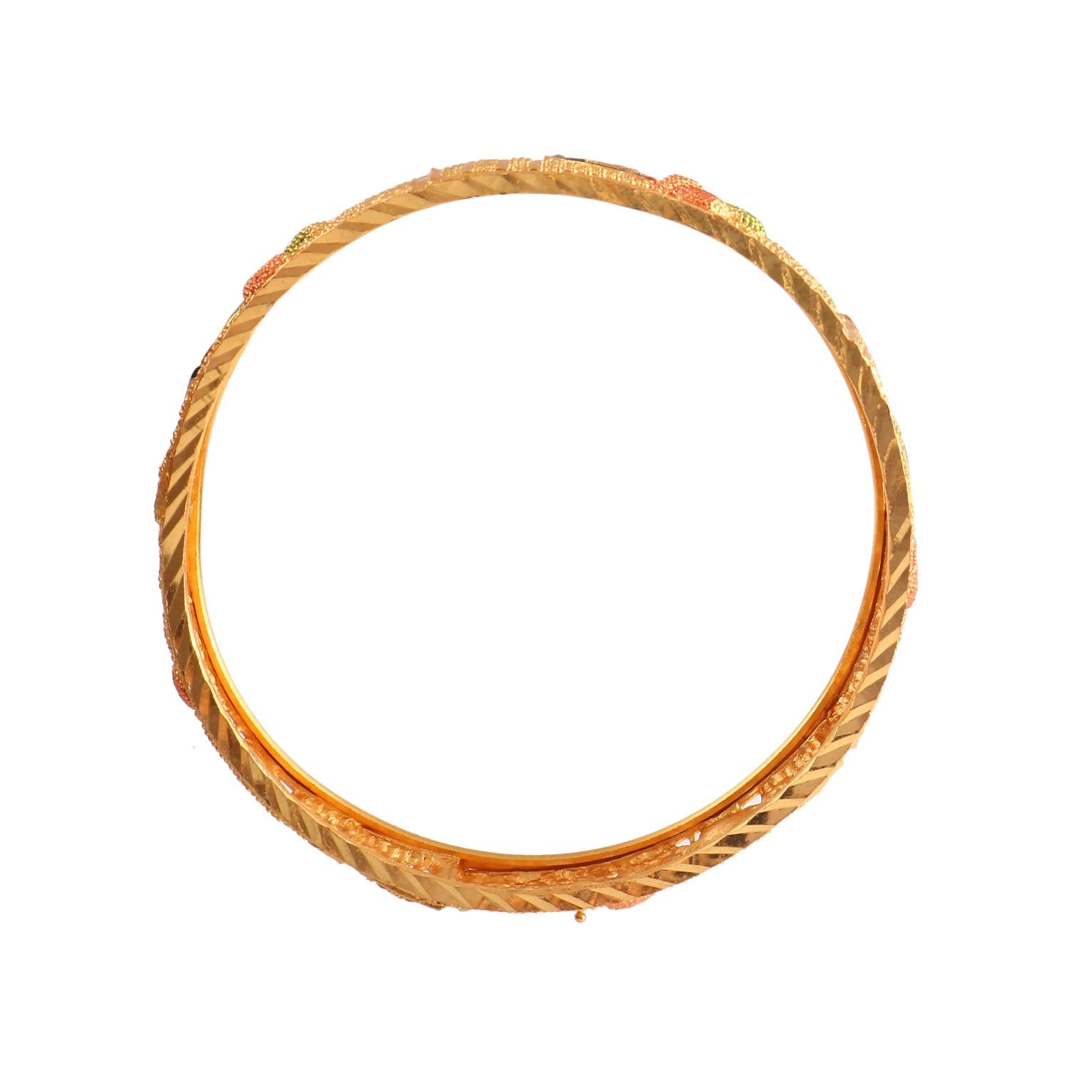 JewarHaat Kada Bangle Gold Plated Daily Use Design Handmade Meena Work Jewelry Indian Bangles for Women (Peacock-1, 2.6)