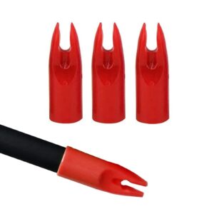 50pcs arrow nocks archery plastic nocks replacement arrow tail glue on 7mm arrow shaft for diy arrows end accessory (red)