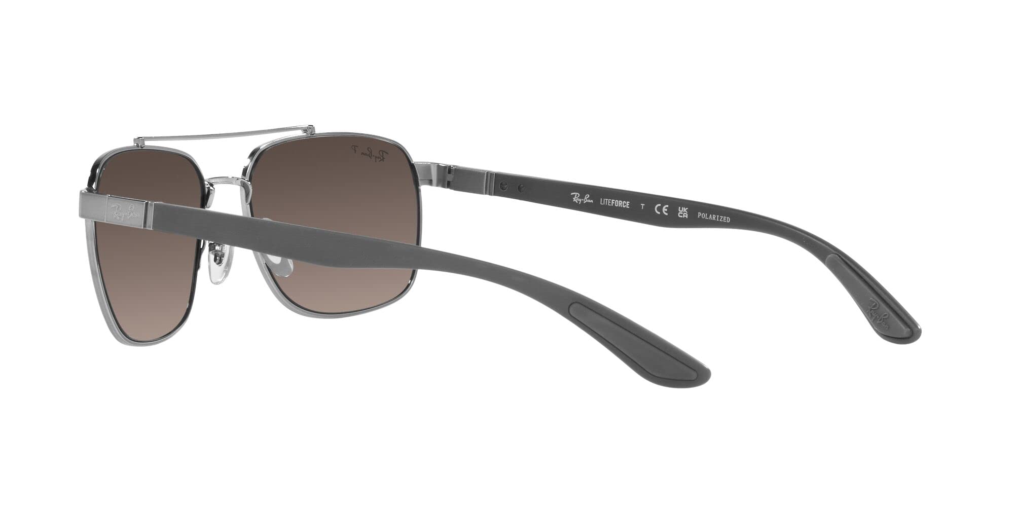 Ray-Ban RB3701 Liteforce Rectangular Sunglasses, Gunmetal/Grey Mirrored Polarized, 59 mm