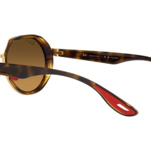 Ray-Ban RB3703M Scuderia Ferrari Collection Round Sunglasses, Gold/Brown Mirrored Grey Polarized, 51 mm