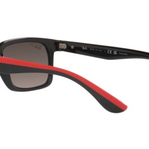 Ray-Ban RB4393M Scuderia Ferrari Collection Rectangular Sunglasses, Black on Rubber Red/Grey Mirrored Gradient Polarized, 56 mm