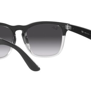 Ray-Ban RB4487 Steve Square Sunglasses, Black on Transparent/Grey Gradient Blue, 54 mm