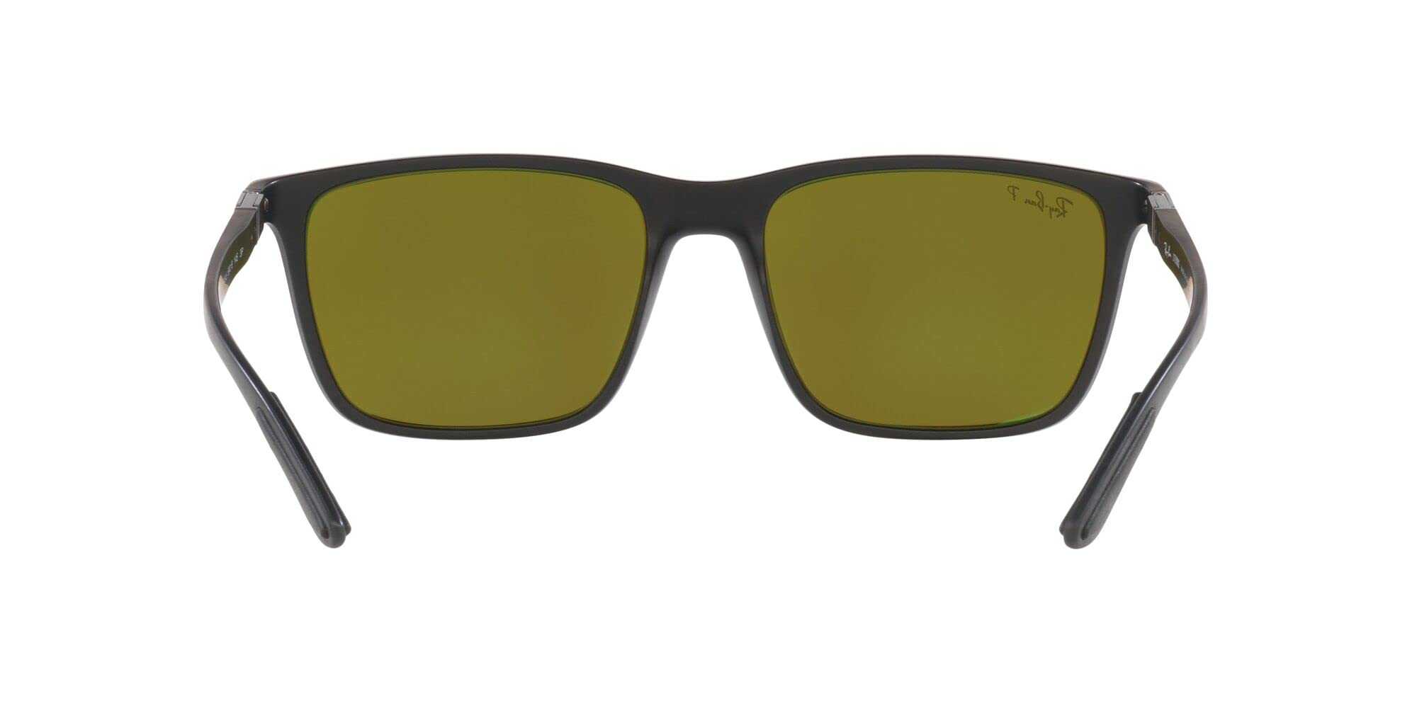 Ray-Ban RB4385 Liteforce Rectangular Sunglasses, Matte Black/Green Mirrored Blue Polarized, 58 mm