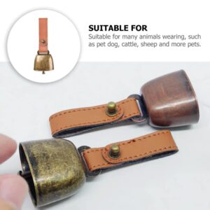 1PC Dog Collar Bells Iron Cow Bell Noise Makers Country Dog Cow Sheep Cattle - Bell with Leather Button Strap Pet Collar Supplies