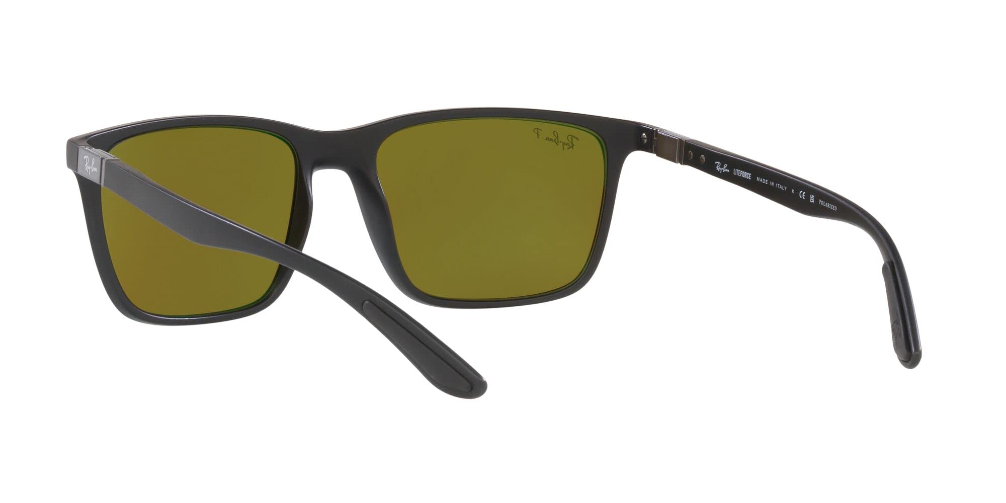 Ray-Ban RB4385 Liteforce Rectangular Sunglasses, Matte Black/Green Mirrored Blue Polarized, 58 mm