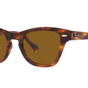 Ray-Ban RB0707S Square Sunglasses, Striped Havana/Brown, 50 mm