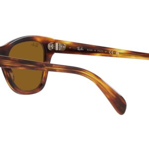 Ray-Ban RB0707S Square Sunglasses, Striped Havana/Brown, 50 mm