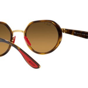 Ray-Ban RB3703M Scuderia Ferrari Collection Round Sunglasses, Gold/Brown Mirrored Grey Polarized, 51 mm