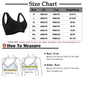 Ultra-Thin Ice Silk Bra, Plus Size Comfort Bra Silk Seamless Daily Sport Bras Beauty Back Yoga Bra with Removable Pads (Black+Blue, 5XL)