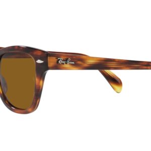 Ray-Ban RB0707S Square Sunglasses, Striped Havana/Brown, 50 mm