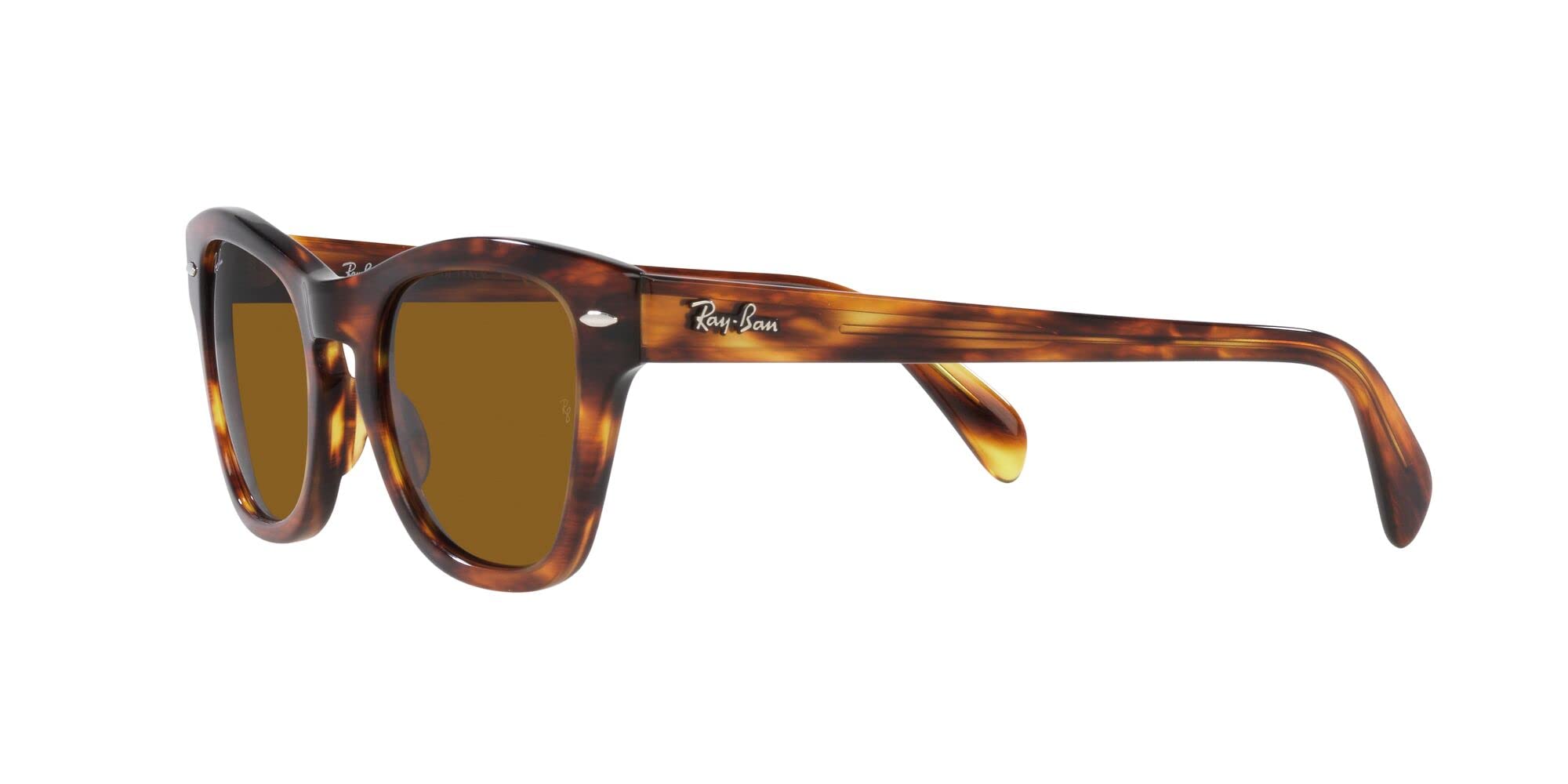 Ray-Ban RB0707S Square Sunglasses, Striped Havana/Brown, 50 mm