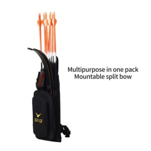 FENJANER Archery Back Arrows Quiver 4-Tubes Back Field Quiver Arrow Holder Shoulder Hanged Hunting Target Shooting Quiver with Front Pockets