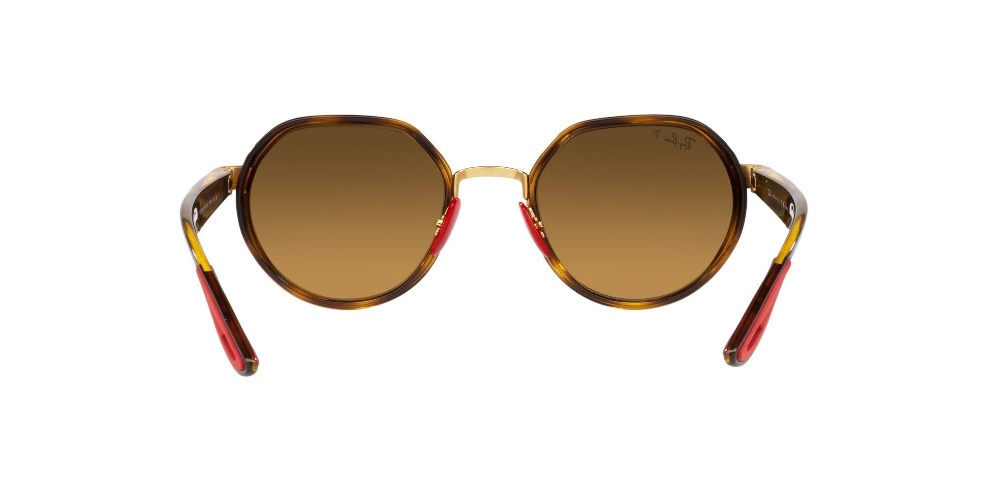 Ray-Ban RB3703M Scuderia Ferrari Collection Round Sunglasses, Gold/Brown Mirrored Grey Polarized, 51 mm