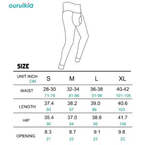 Ouruikia Men's Thermal Underwear Bottoms High Waist Thermal Pants Keep Warm Long Johns Pants X-Large Black