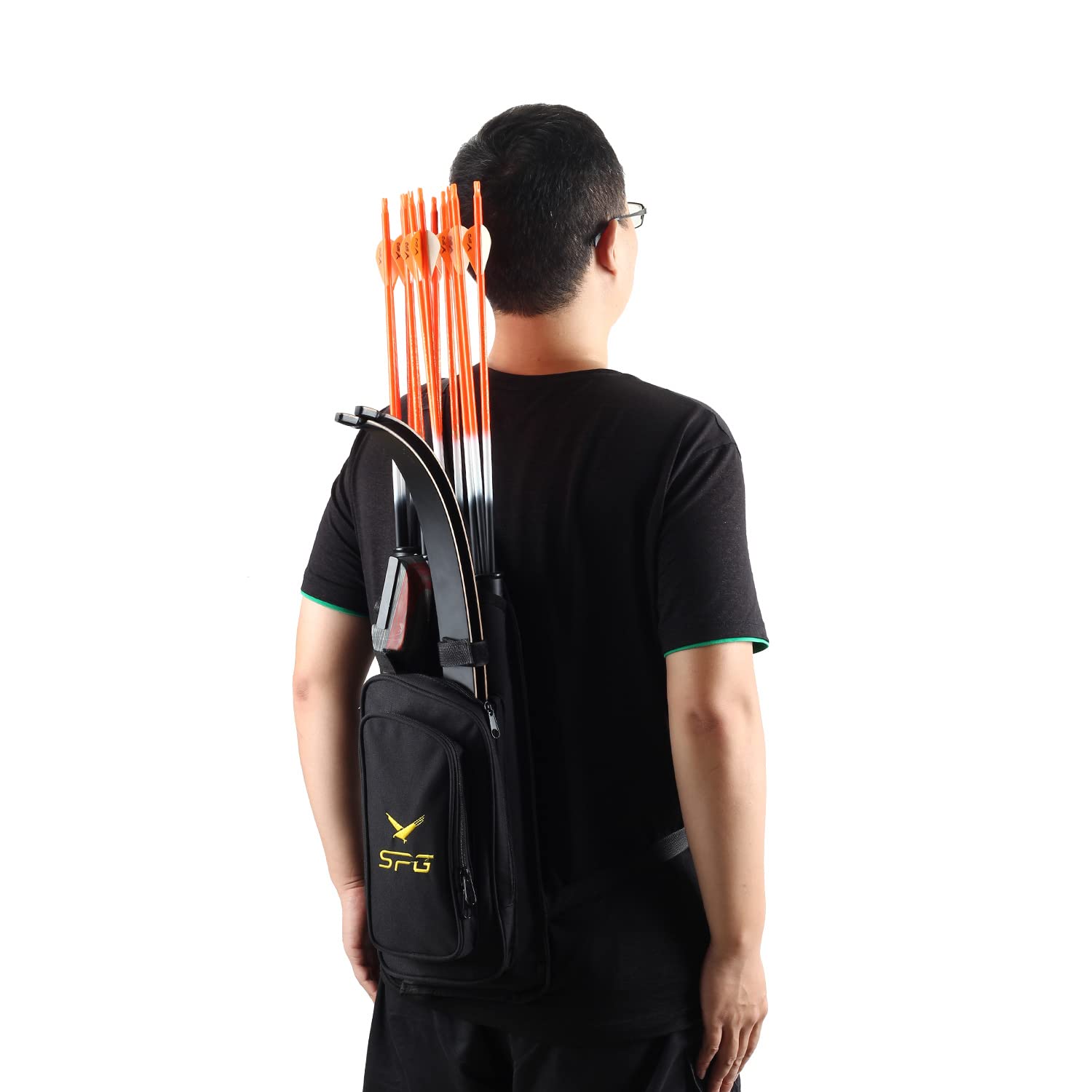 FENJANER Archery Back Arrows Quiver 4-Tubes Back Field Quiver Arrow Holder Shoulder Hanged Hunting Target Shooting Quiver with Front Pockets