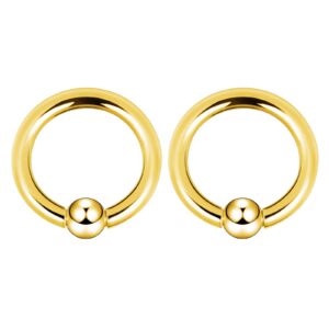 oyaface 2 pcs 316 stainless steel piercing hoop captive bead rings tragus ear tunnels hanger weight gauges body jewelry gold 6g(4mm)