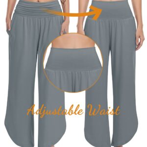 UEU Women's Wide Leg Yoga Pants High Waisted Comfy Dance Sweatpants Loose Casual Soft Lounge Joggers for Women with Pockets (Mid Gray, M)