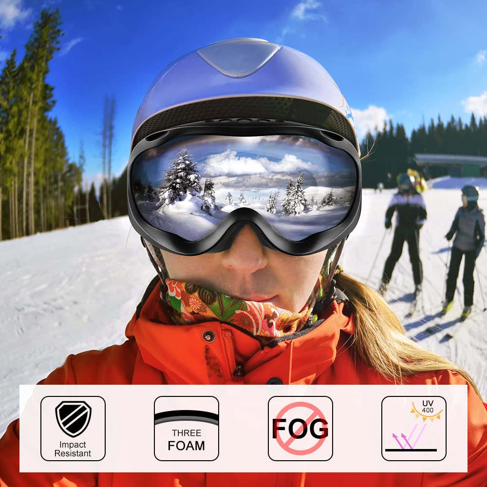 ZHA ZHA OTG Ski Goggles, Anti Fog 100% UV Protection Snow Sports Goggles for Men Women, Over Glasses & Fit all Helmets…