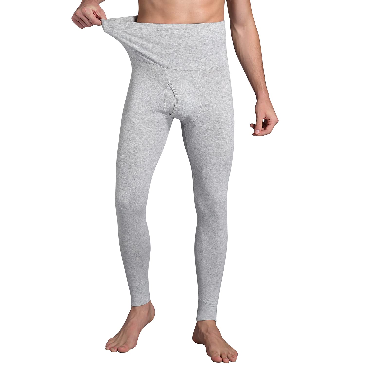 Ouruikia Men's Thermal Underwear Bottoms High Waist Thermal Pants Keep Warm Long Johns Pants X-Large Black