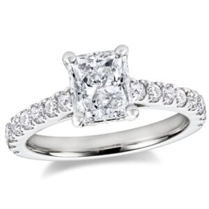 sizeron moissanite engagement rings 1.5 ct radiant cut d color vvs 18k white gold plated sterling silver for women size 6