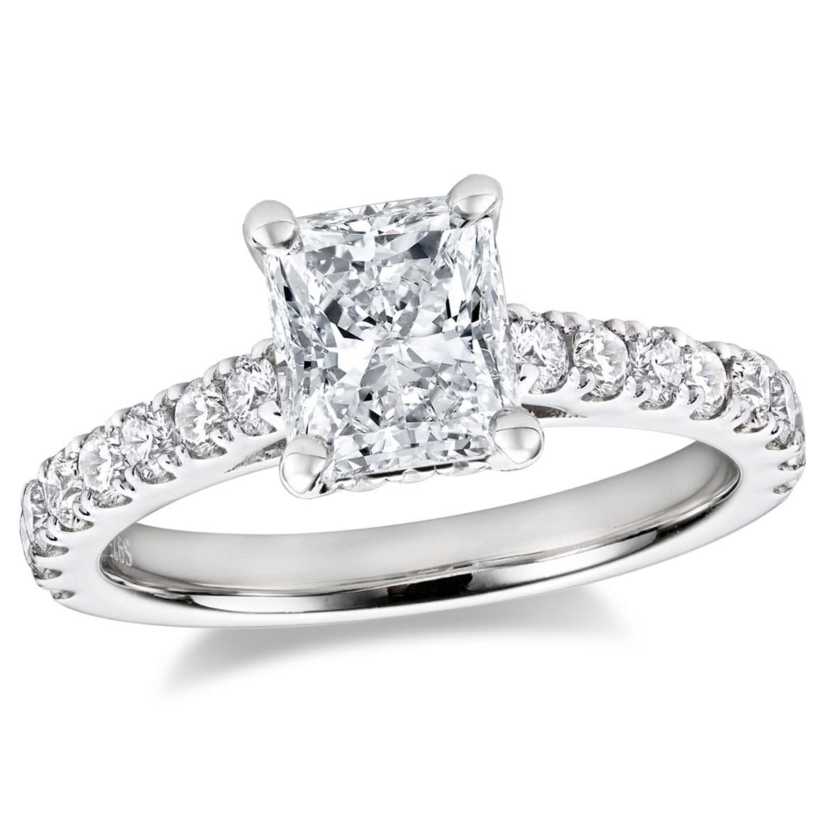 Sizeron Moissanite Engagement Rings 1.5 Ct Radiant Cut D Color VVS 18K White Gold Plated Sterling Silver For Women Size 6