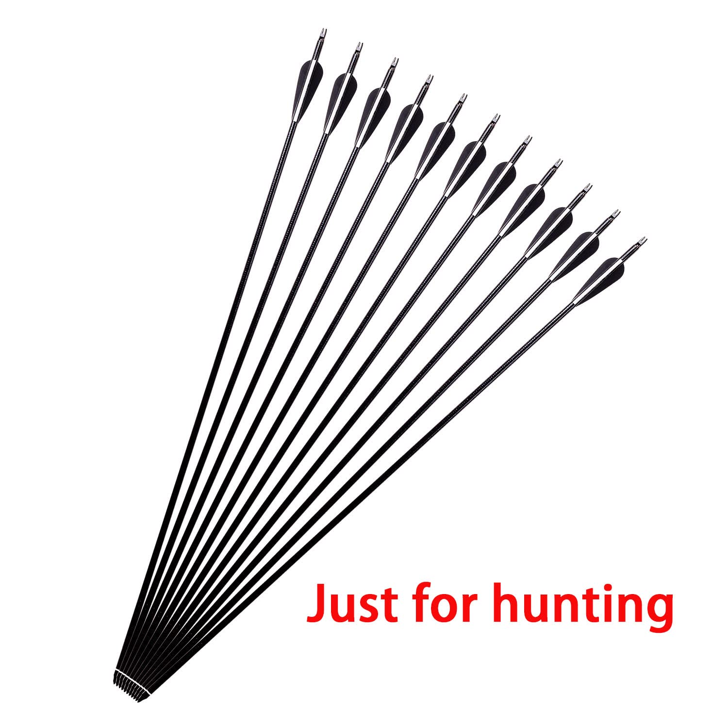 FENJANER Archery 30inch Carbon Arrow Spine 500 Practice Hunting Arrows with Removable Tips for Compound Bow and Recurve Bow (Pack of 12) (7.8mm-black)