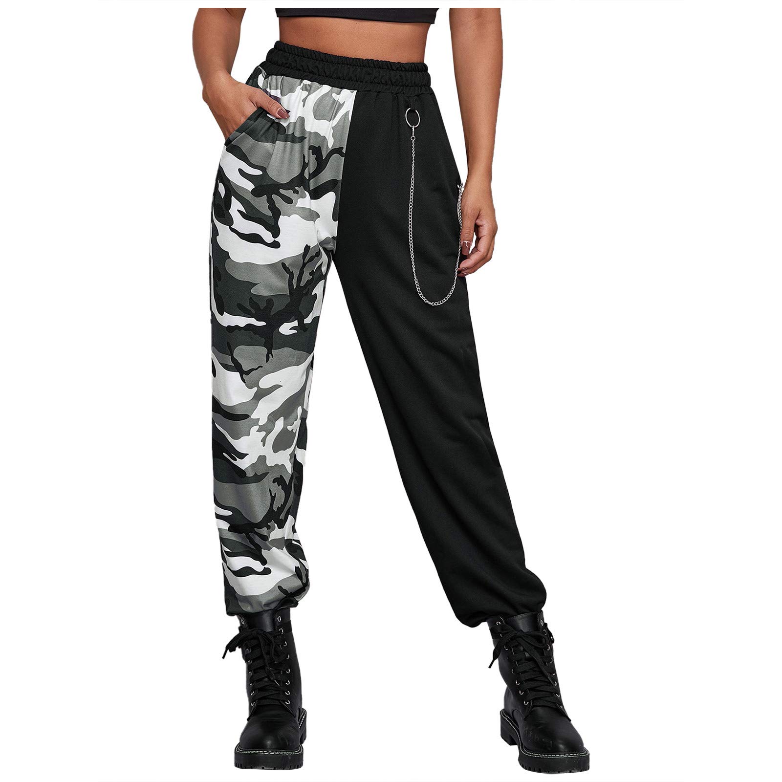 Womens Fall Pants with Pockets Yoga Activewear Jogger Capri Sweat Lounge Pants Cinch Bottom Joggers with Pockets Grey