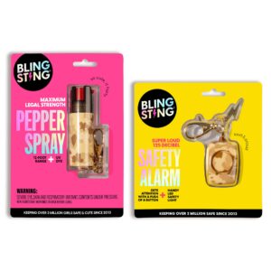 BLINGSTING Self Defense Kit - Professional Grade, Maximum Strength Pepper Spray with UV Marking Dye & Mini Personal Safety Alarm - Sand Camo