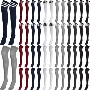 jagely 24 pairs thigh high socks for women over the knee socks long thigh high stocking for women leg warmer daily wear cosplay, 2 styles and 6 colors