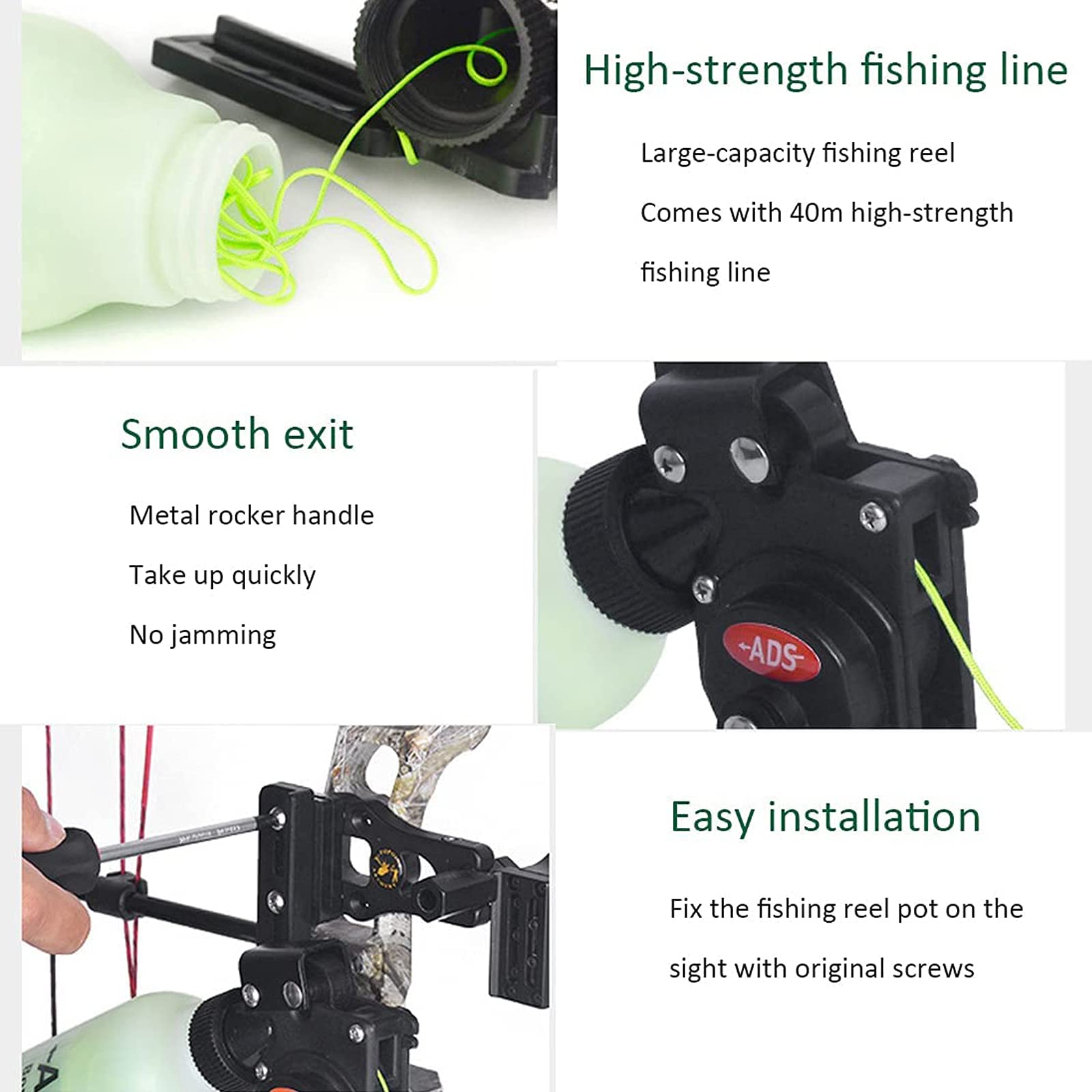 ocairnry Bowfishing Reel Archery Spincast Reel Bowfishing Tool Accessories with 40m Rope for Recurve Bow Compound Bow