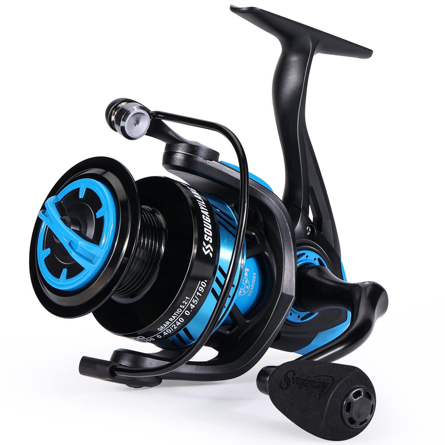 Sougayilang Fishing Reel, Ultralight Spinning Reel with Aluminum Spool, 5.2:1 High Speed Spinning Fishing Reel, 1000-6000 Series for Freshwater-Blue 4000